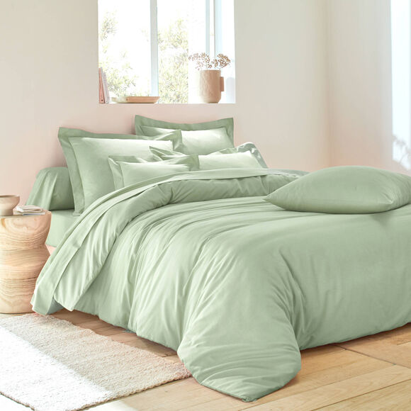 Linge de lit uni - coton 57 fils/cm&sup2; (vert amande)
