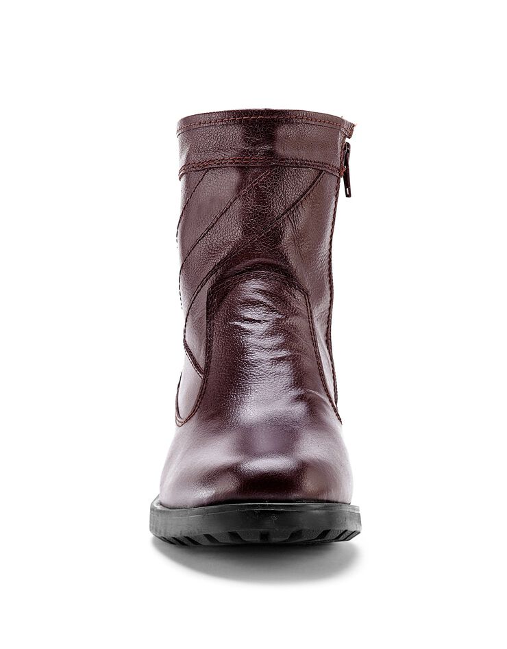 Botillons zippés cuir fourrés laine - jusqu'au 46 (marron) Botillons zippés cuir fourrés laine - jusqu'au 46 (marron)