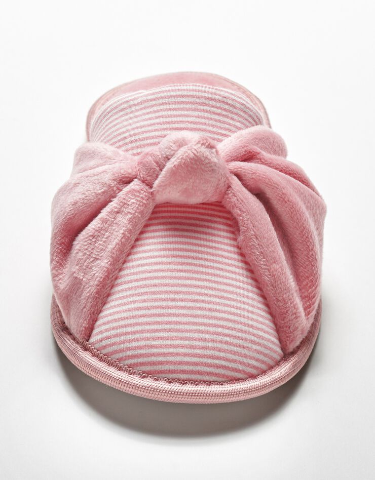 Mules plates coton imprimé rayé (rose) Mules plates coton imprimé rayé (rose)
