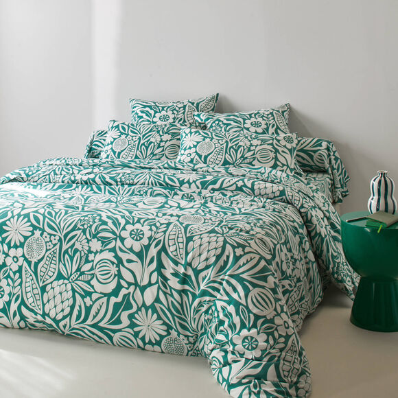 Linge de lit Montego en coton imprim&eacute;  (vert)