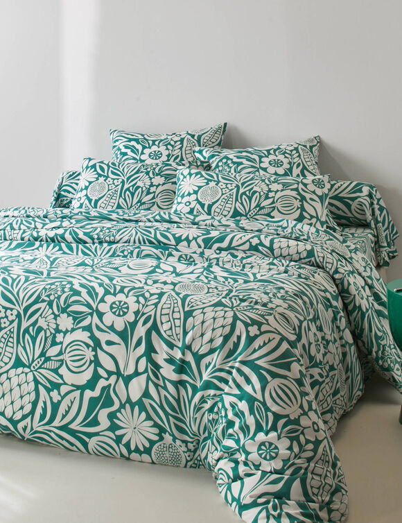 Linge de lit Montego en coton imprim&eacute; (vert)