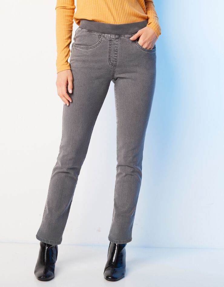 Jean "droit" ultra confort taille élastiquée (gris) Jean "droit" ultra confort taille élastiquée (gris)