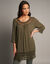 Tunique macramé manches 3/4, crépon (kaki) Tunique macramé manches 3/4, crépon (kaki)