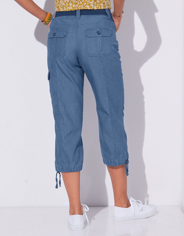 Pantacourt denim ceinture maille (stone) Pantacourt denim ceinture maille (stone)