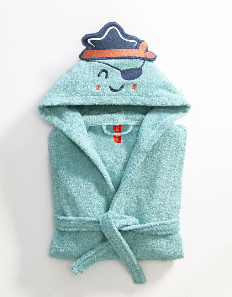 Peignoir de bain enfant pirate éponge coton - 380g/m2 (vert d'eau) Peignoir de bain enfant pirate éponge coton - 380g/m2 (vert d'eau)