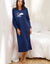 Chemise de nuit longue nuages en micro-polaire (marine)