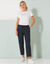 Pantalon mom 7/8ème uni, coton (marine)