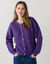 Cardigan &agrave; boutons paillet&eacute;s, maille anglaise (violet)