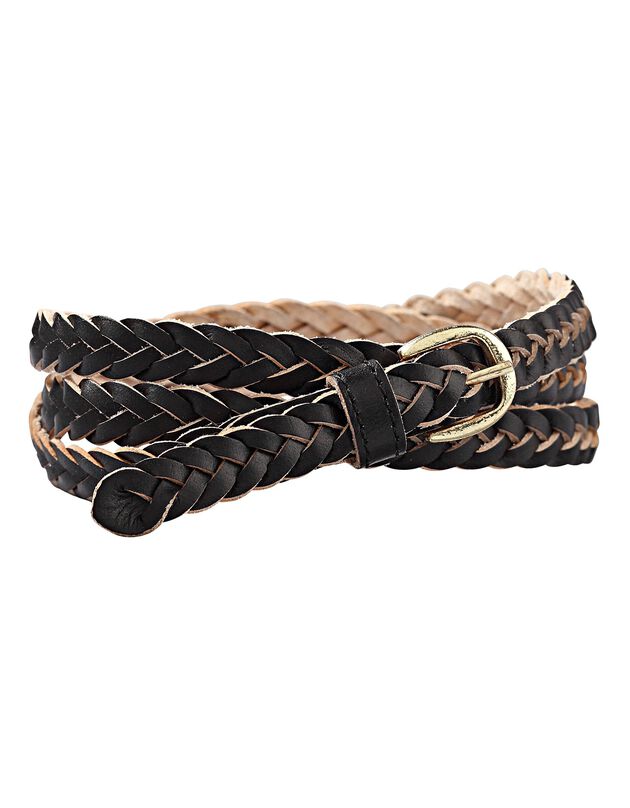 Ceinture tressée cuir (noir)