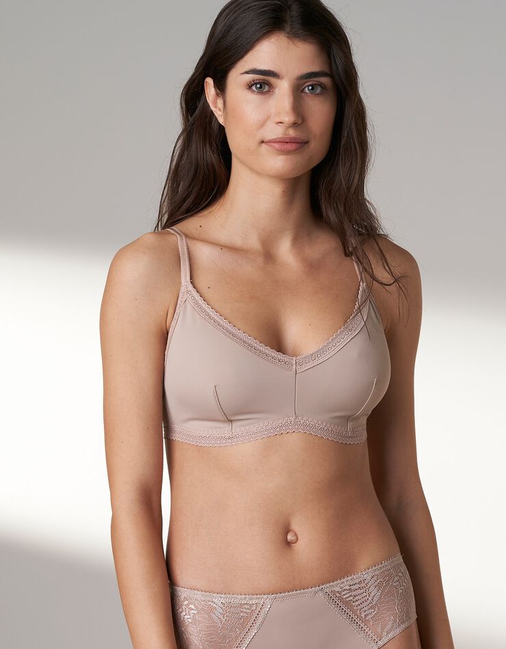 Soutien-gorge triangle microfibre et dentelle Camana - sans armatures (beige) Soutien-gorge triangle microfibre et dentelle Camana - sans armatures (beige)