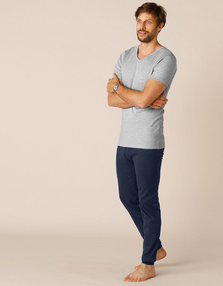 Tee-shirt sous-vêtement homme col V manches courtes coton - lot de 2 (gris) Tee-shirt sous-vêtement homme col V manches courtes coton - lot de 2 (gris)