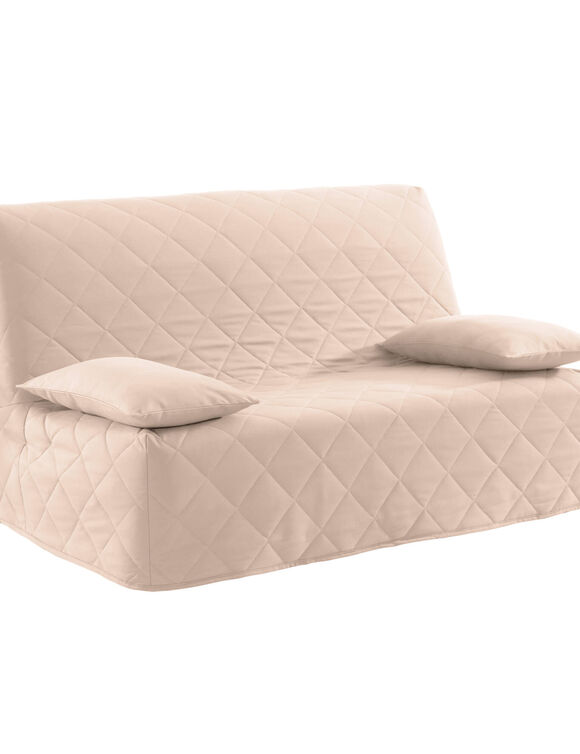 Housse canap&eacute; BZ coton bachette uni matelass&eacute; (sable)