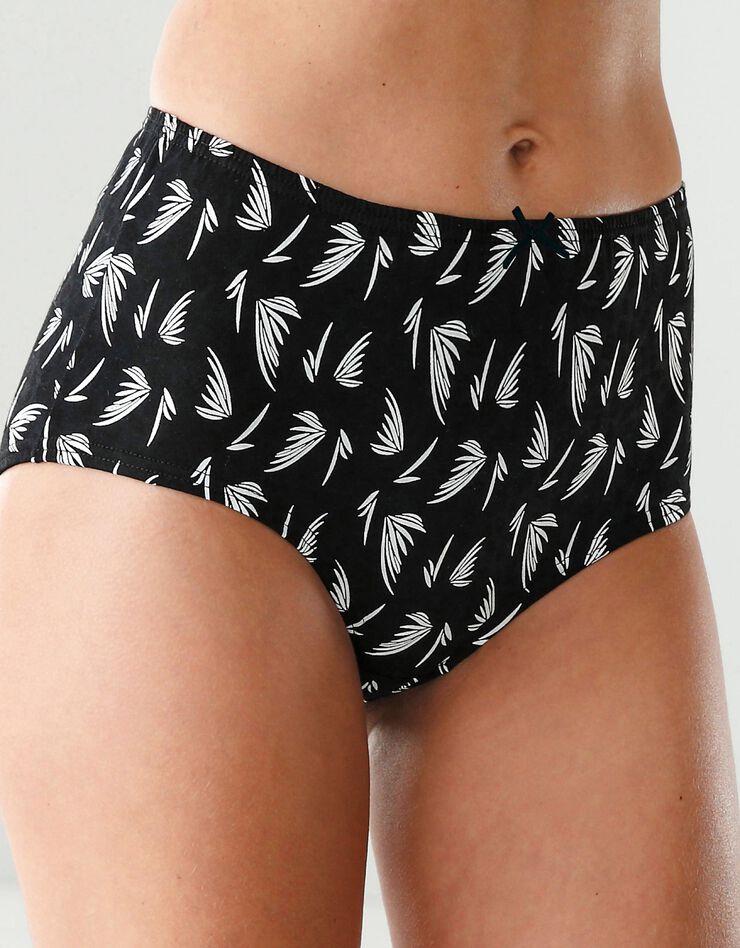 Culotte coton maxi imprimée pois - lot de 6 (noir / blanc) Culotte coton maxi imprimée pois - lot de 6 (noir / blanc)