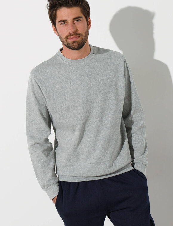 Sweat molleton col rond (gris chiné)