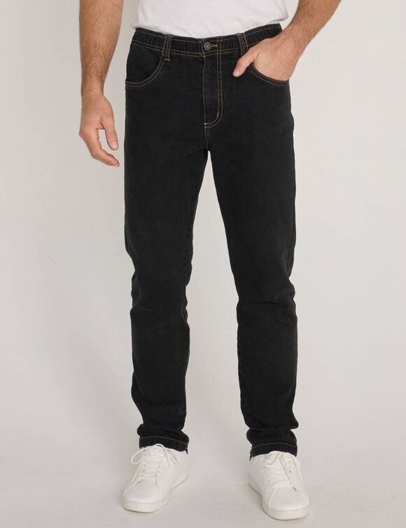 Jean droit taille &eacute;lastiqu&eacute;e - L28 (black)