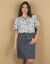 Blouse imprimée manches coudes, crépon (écru / noir)
