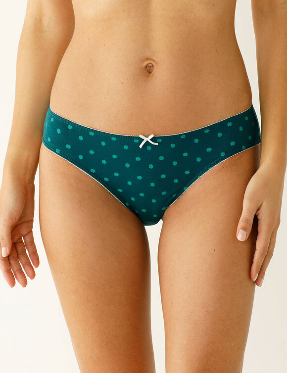 Culotte forme midi coton stretch imprim&eacute; "fleurs" - lot de 4 (bleu / vert)