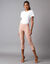 Legging 3/4 macramé, taille élastiquée (taupe)