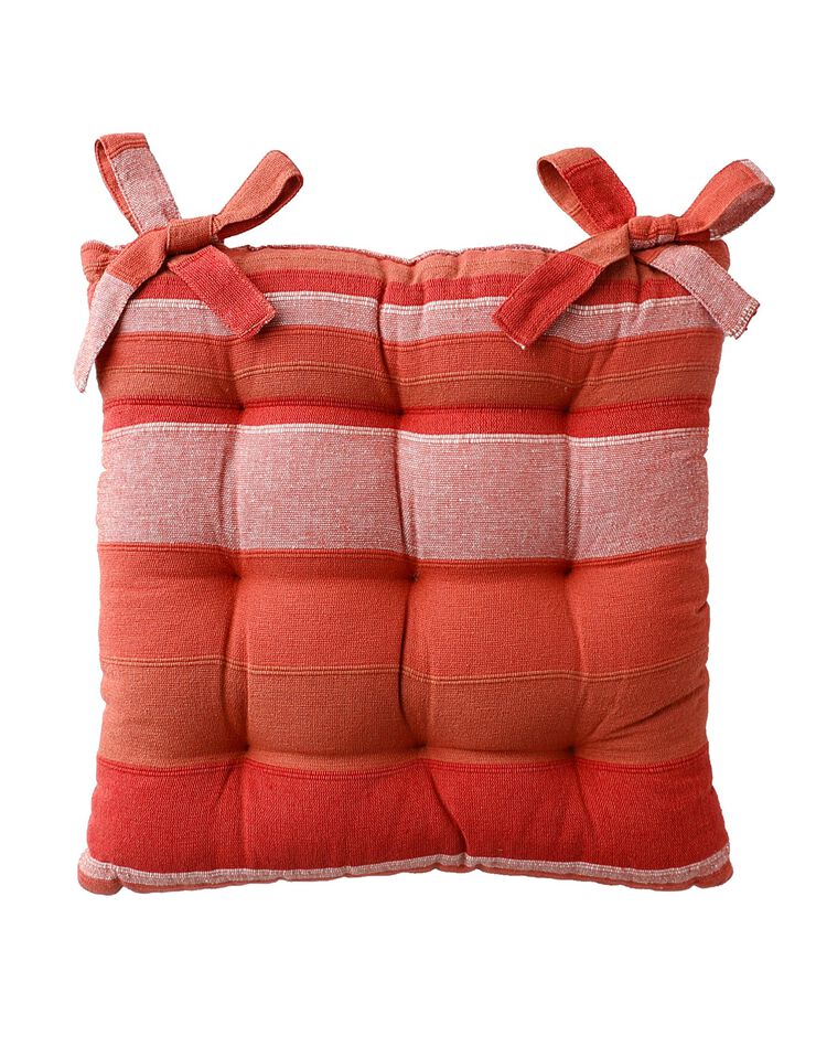 Galette de chaise carrée rayée - lot de 2 (terracotta)