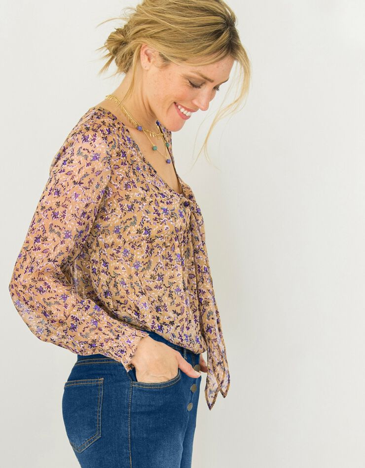 Blouse lavallière imprimée (havane) Blouse lavallière imprimée (havane)