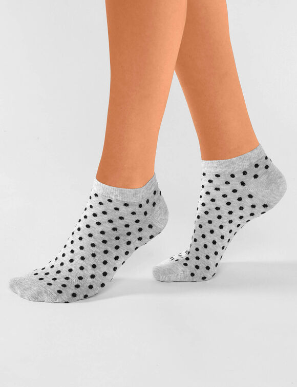 Socquettes basses pois fantaisie - lot de 5 (gris / noir)