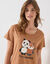 Chemise de nuit courte manches courtes motif «Pand-Amours» (noisette)