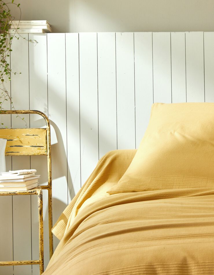 Jeté de lit uni tissé coton (miel)