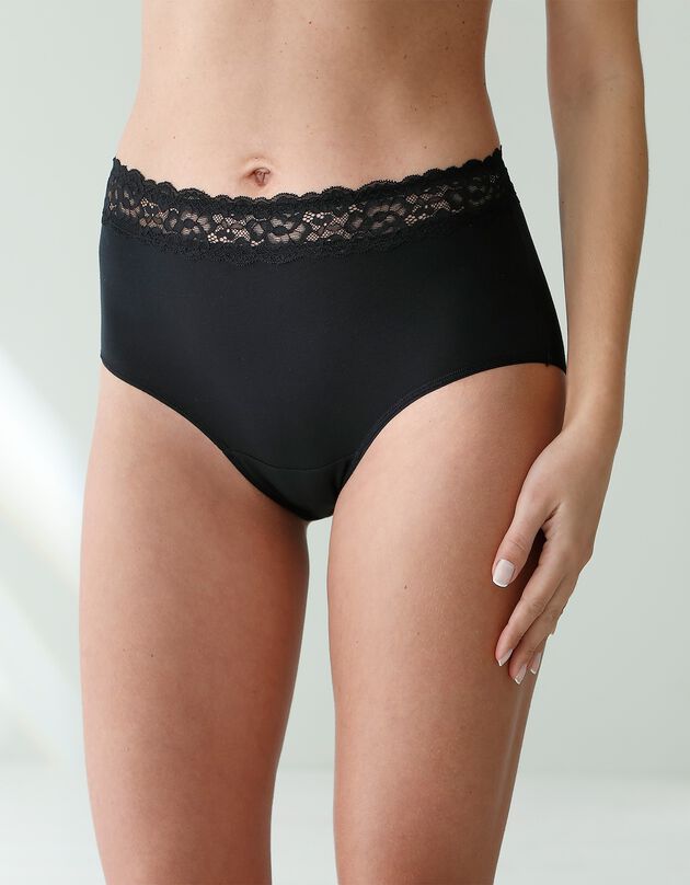 Culotte supermaxi coton stretch ceinture dentelle - lot de 2 (noir)