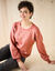 Pull col rond, maille pointelle toucher doux (bois de rose)