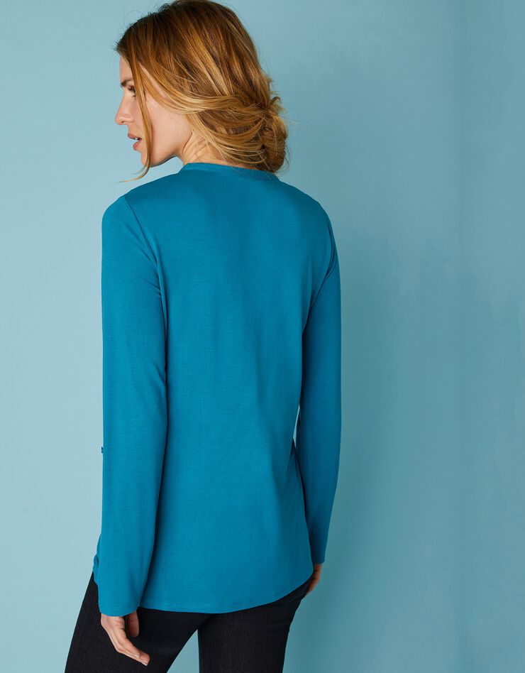 Tee-shirt col tunisien dentelle jersey (bleu prusse) Tee-shirt col tunisien dentelle jersey (bleu prusse)