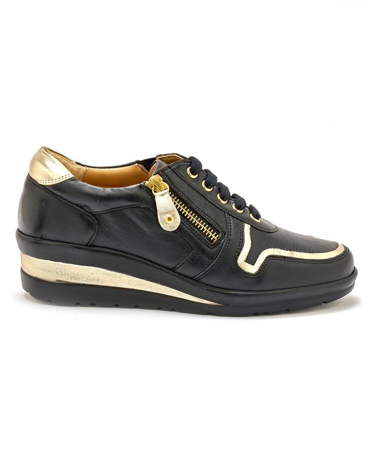 Derbies largeur confort en cuir détails métallisés (noir) Derbies largeur confort en cuir détails métallisés (noir)