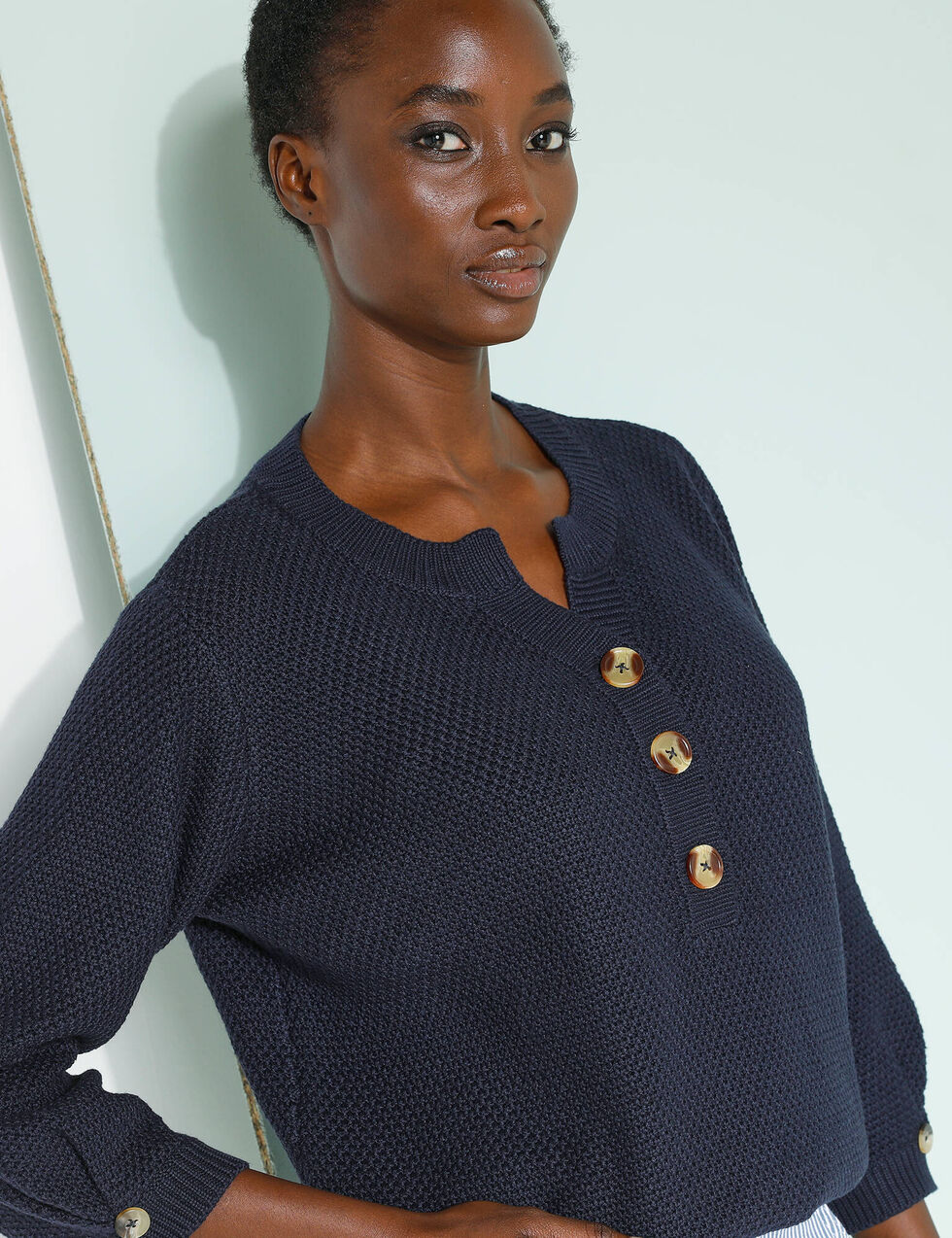 Pull Tunique Femme Old Navy - Marine/Marron, Taille M, Occasion Très Bon État
