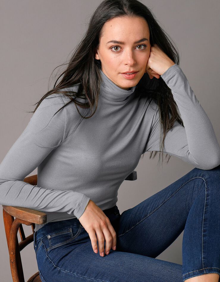Sous-pull uni col roulé viscose stretch (gris) Sous-pull uni col roulé viscose stretch (gris)