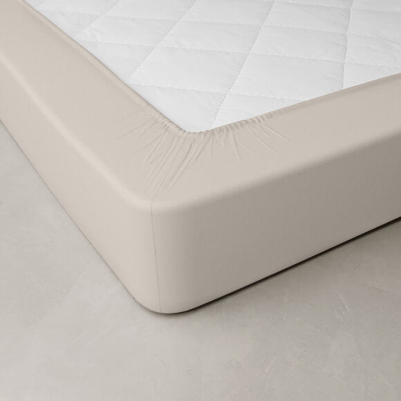 Drap-housse uni percale bonnets 40 cm (sable)