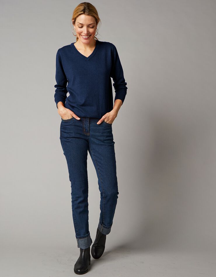 Pull col V, laine d'agneau (marine) Pull col V, laine d'agneau (marine)