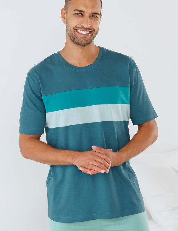 T-shirt pyjama manches courtes (bleu gris&eacute;)