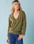 T-shirt col V spécial Petites fil brillant (vert)