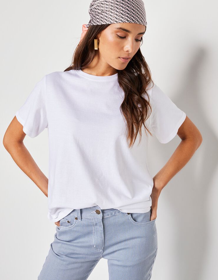 Tee-shirt "loose" en coton, uni (blanc) Tee-shirt "loose" en coton, uni (blanc)