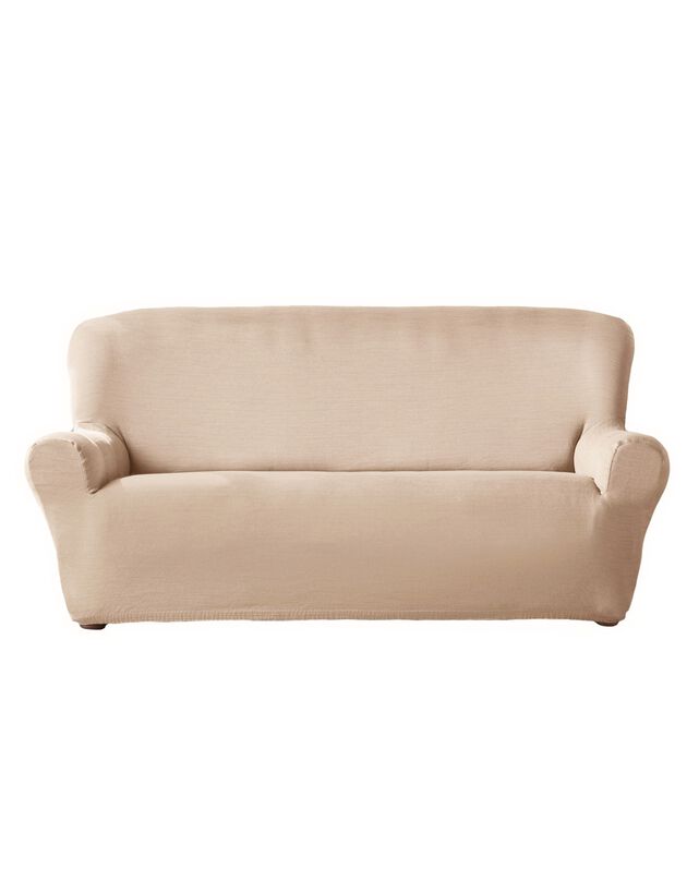 Housse extensible unie canapé fauteuil accoudoirs (écru)