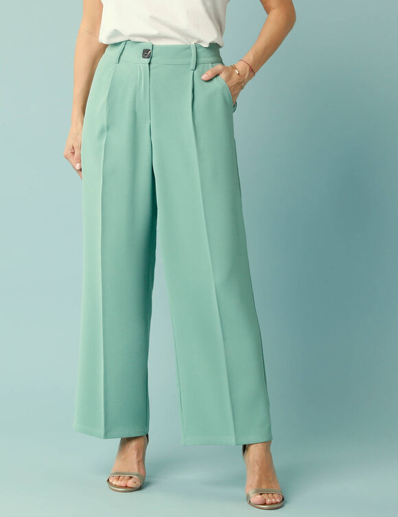 Pantalon large fluide Spécial Petites (vert jade)