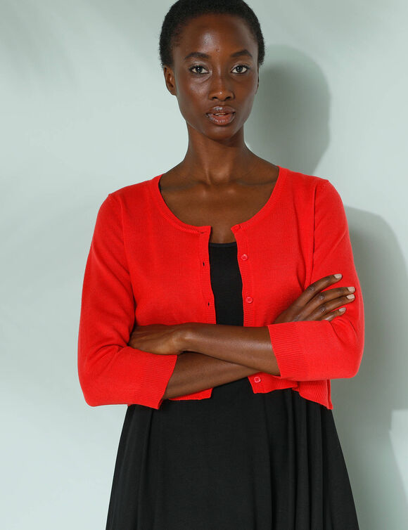 Gilet boléro boutonné, toucher doux (rouge)
