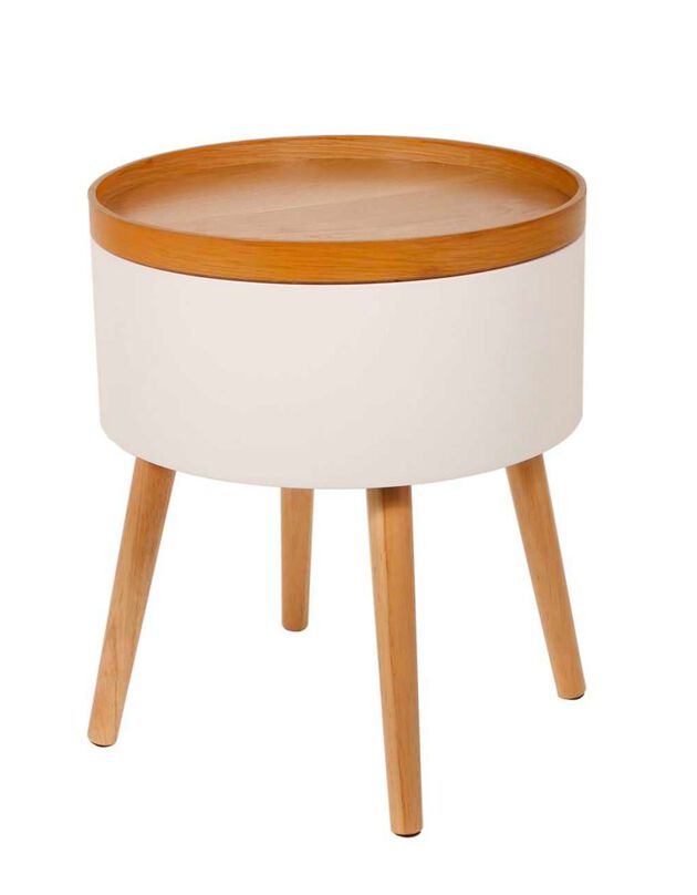 Table d’appoint-coffre bicolore (blanc)
