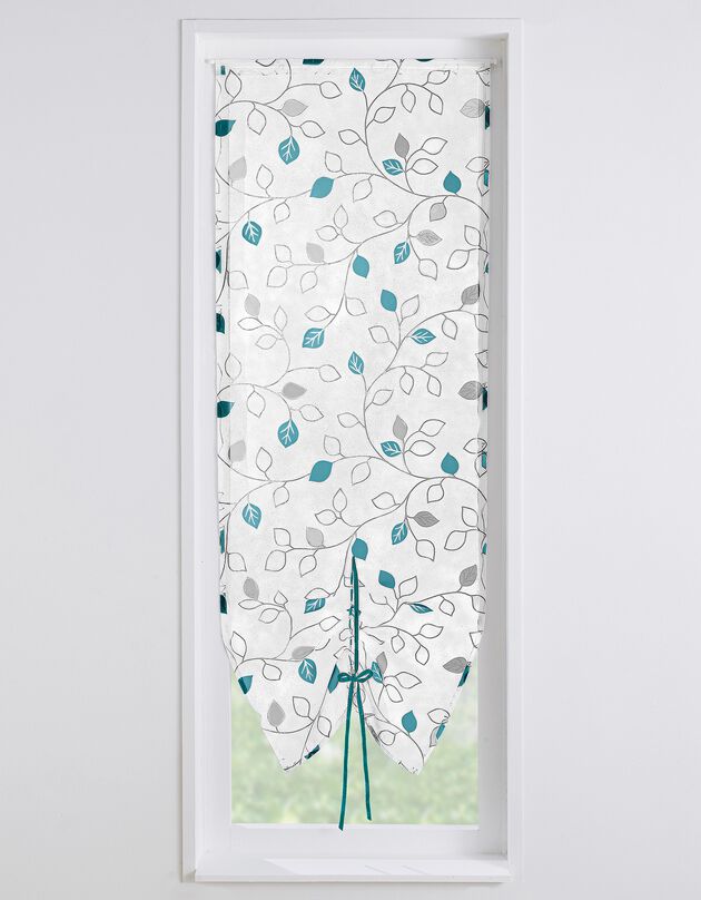 Store vitrage clairière voile imprimé feuilles (émeraude)