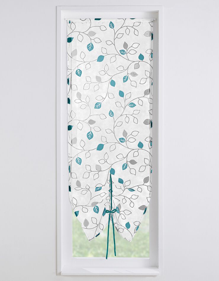 Store vitrage clairière voile imprimé feuilles (émeraude)