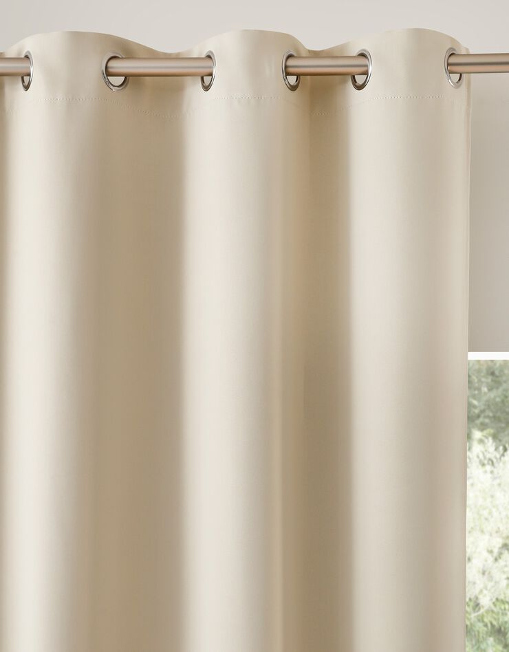 Rideau occultant uni satiné finition oeillets (beige)