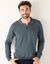 Pull fin col polo zippé broderie poitrine (bleu acier)