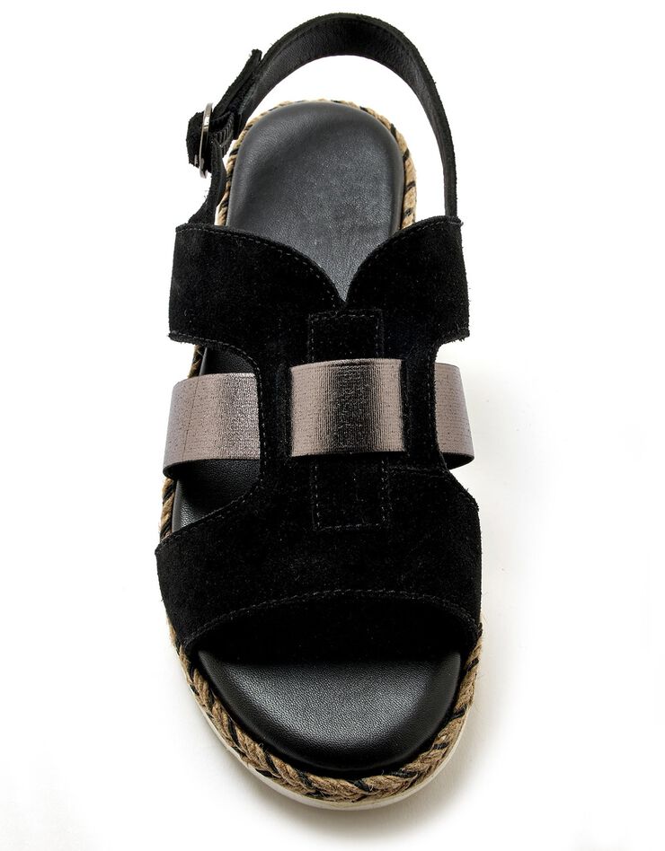 Sandales ouvertes compensées style sabot (noir) Sandales ouvertes compensées style sabot (noir)