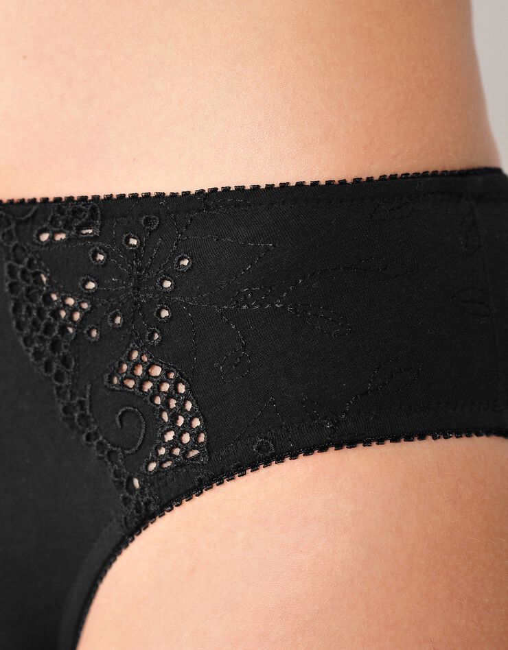 Culotte brodée forme midi coton uni Olbia - lot de 2 (noir) Culotte brodée forme midi coton uni Olbia - lot de 2 (noir)