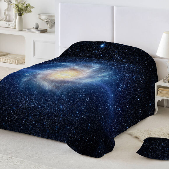 Couette microfibre imprim&eacute;e Galaxie 200 g/m&sup2; (bleu)