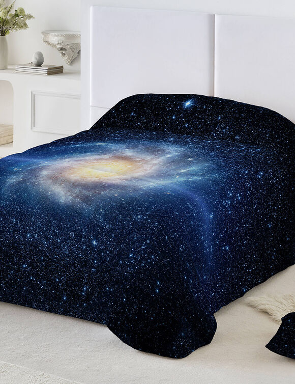 Couette microfibre imprim&eacute;e Galaxie 200 g/m&sup2; (bleu)